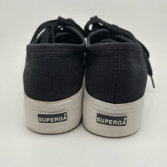 Superga Women’s /  Unisex Black Canvas Platform Sneaker Size 37.5 US 5.5 - Picture 4 of 10